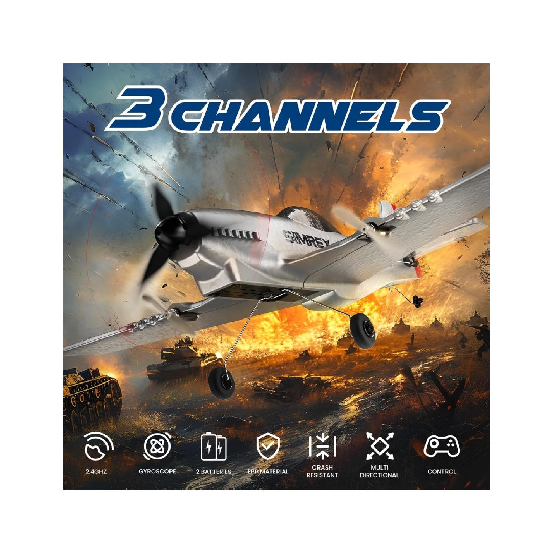 SIMREX Kids Remote Control Airplane - 2.4GHz Three-Channel Remote Control Toy Airplane