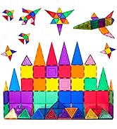 PicassoTiles 100 Piece Set of 100 Magnet Building Tiles Clear Magnetic 3D Building Bricks