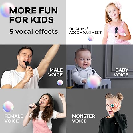 Mini karaoke machine with 2 wireless microphones