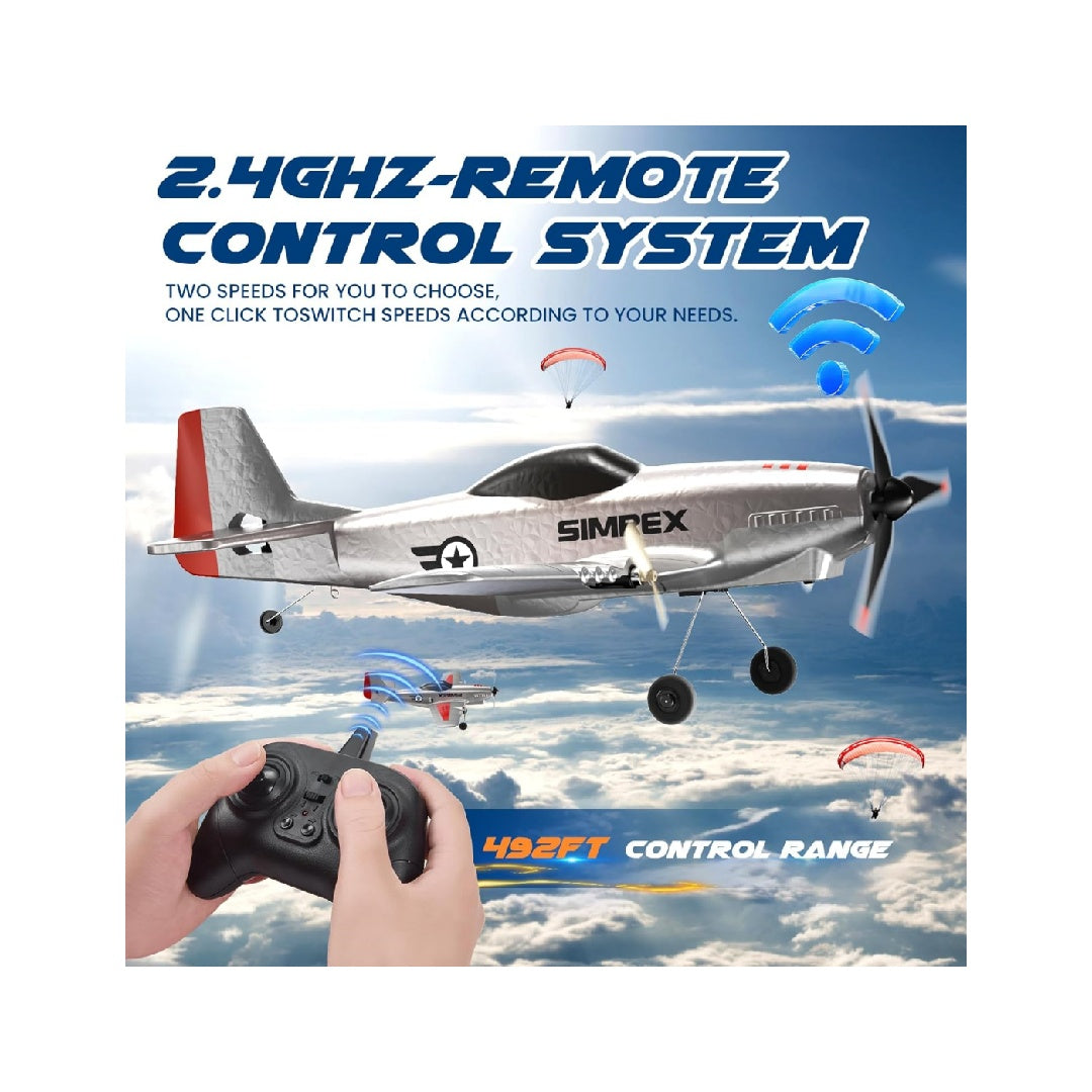 SIMREX Kids Remote Control Airplane - 2.4GHz Three-Channel Remote Control Toy Airplane