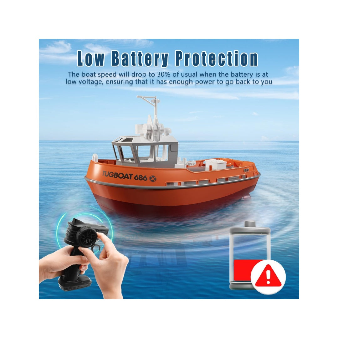 Remote-controlled boat, 1/72 scale remote-controlled tugboat