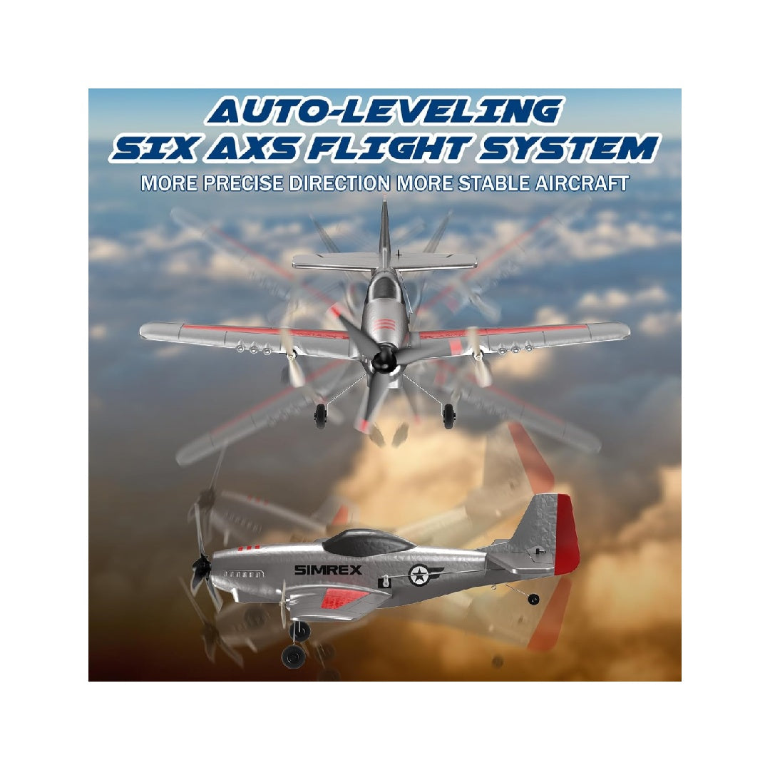 SIMREX Kids Remote Control Airplane - 2.4GHz Three-Channel Remote Control Toy Airplane