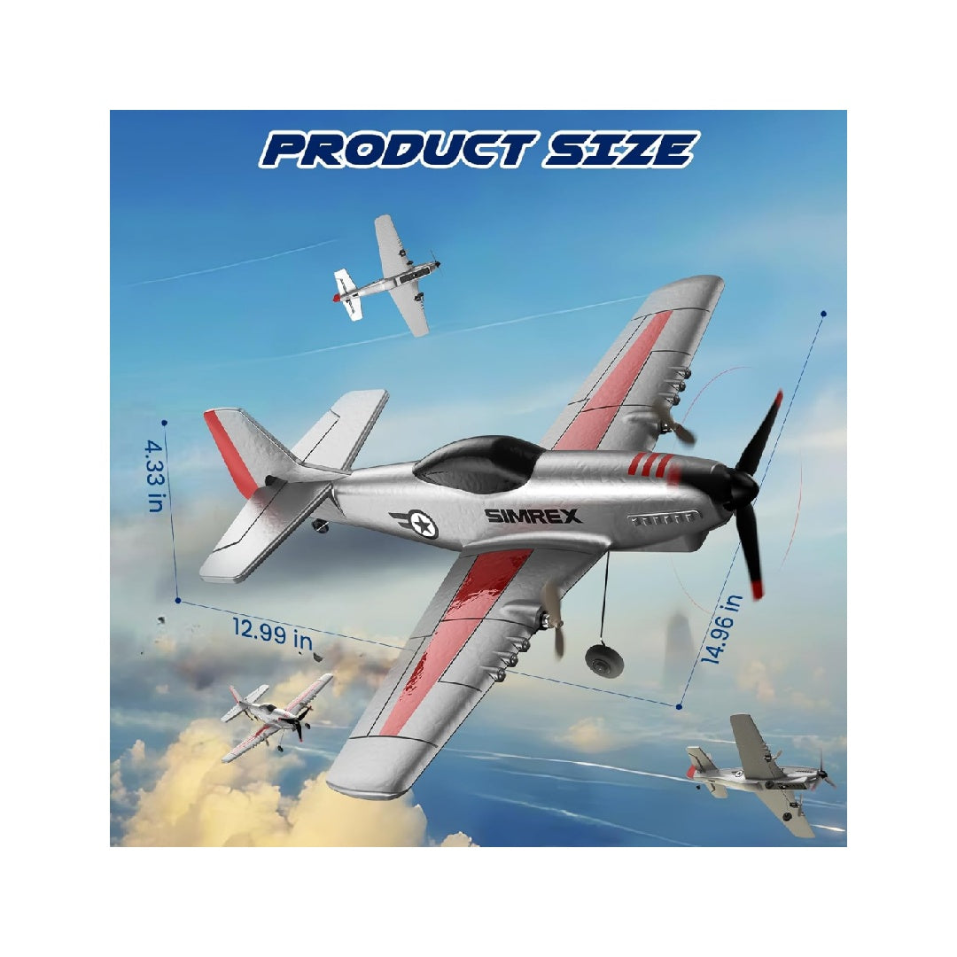 SIMREX Kids Remote Control Airplane - 2.4GHz Three-Channel Remote Control Toy Airplane
