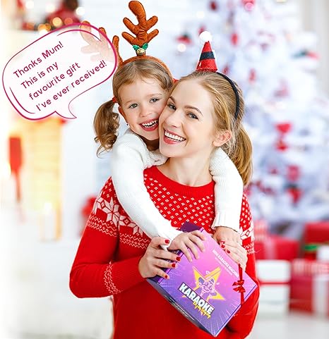 Mini karaoke machine with 2 wireless microphones