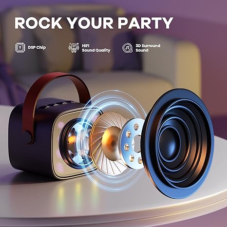 Mini karaoke machine with 2 wireless microphones