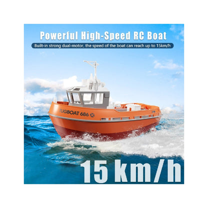 Remote-controlled boat, 1/72 scale remote-controlled tugboat