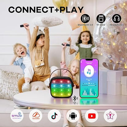 Mini karaoke machine with 2 wireless microphones