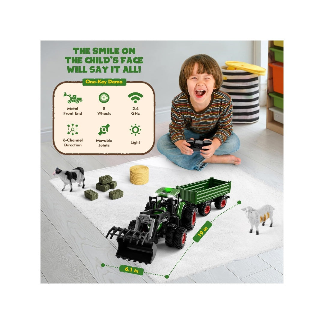 Remote control tractor toy, children's remote control tractor set