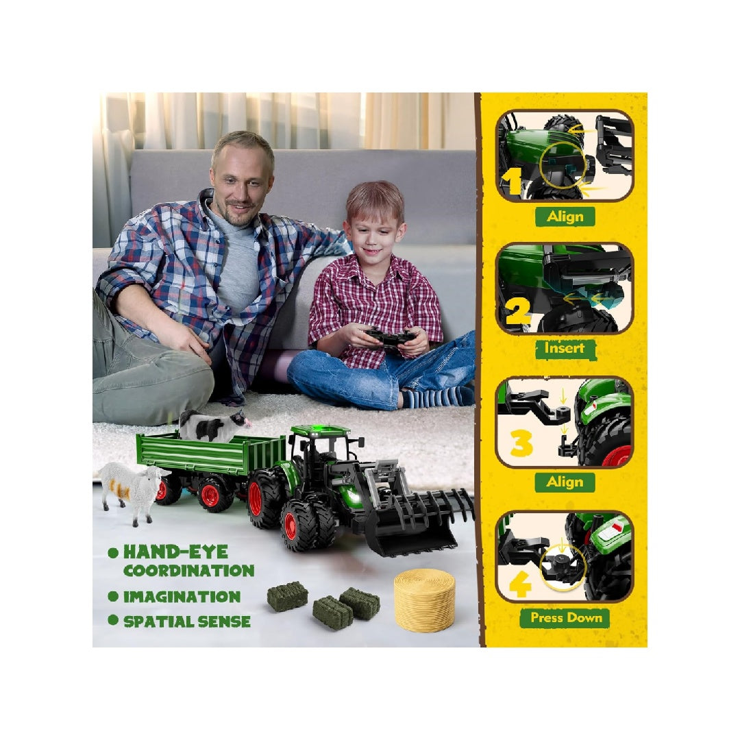 Remote control tractor toy, children's remote control tractor set