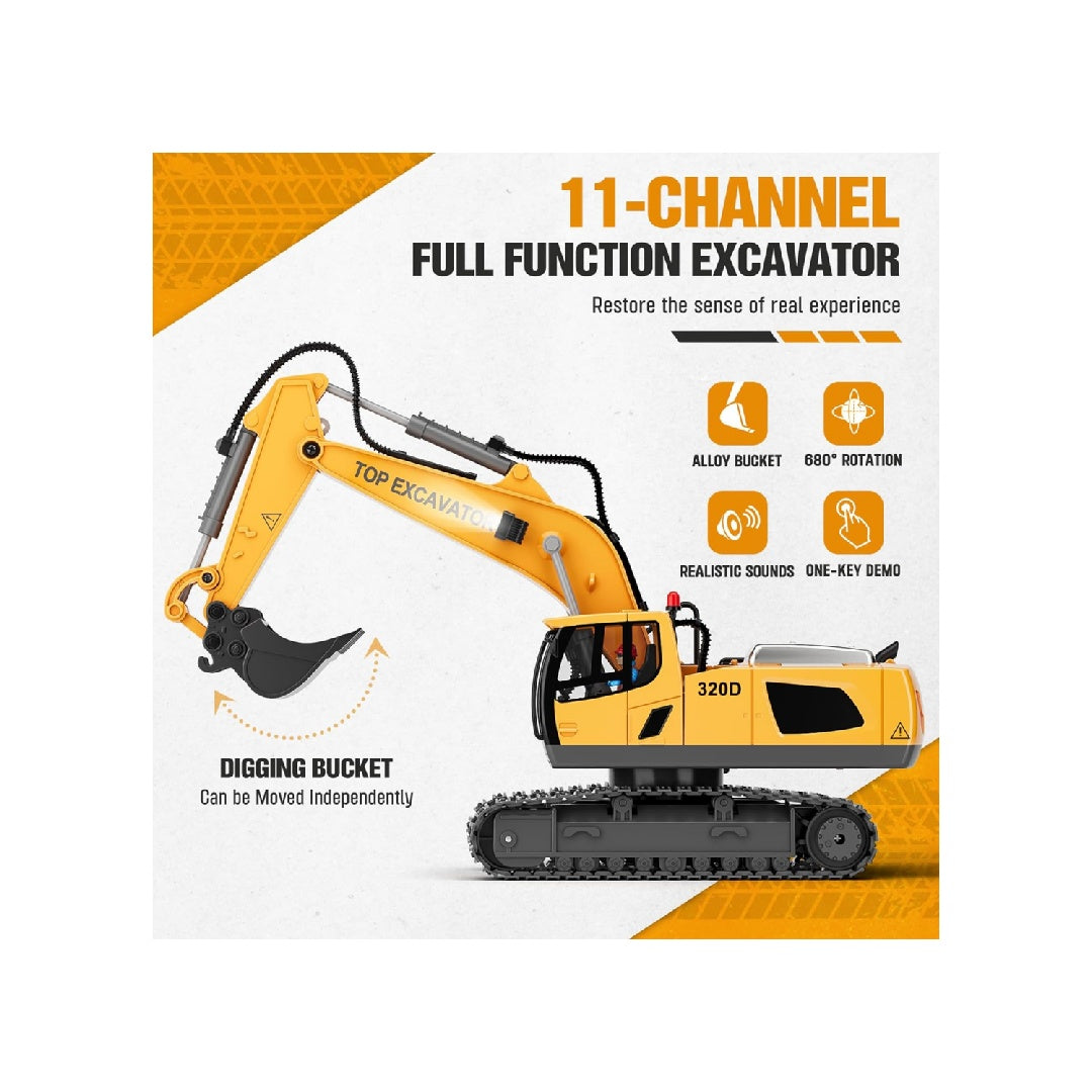 Remote-controlled excavator engineering toy, 2×1200mAh remote-controlled engineering vehicle