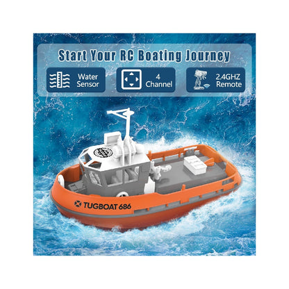 Remote-controlled boat, 1/72 scale remote-controlled tugboat