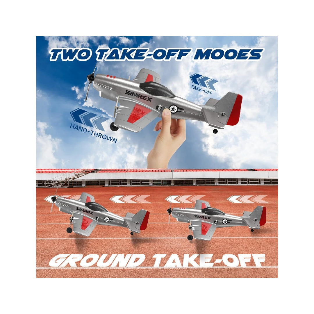 SIMREX Kids Remote Control Airplane - 2.4GHz Three-Channel Remote Control Toy Airplane