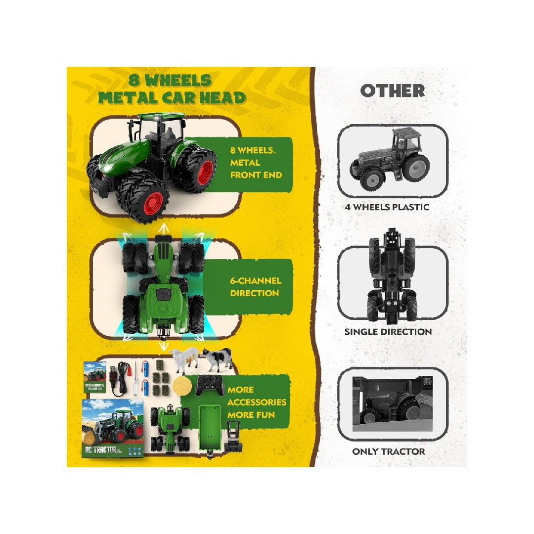 Remote control tractor toy, children's remote control tractor set