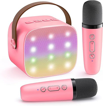 Mini karaoke machine with 2 wireless microphones